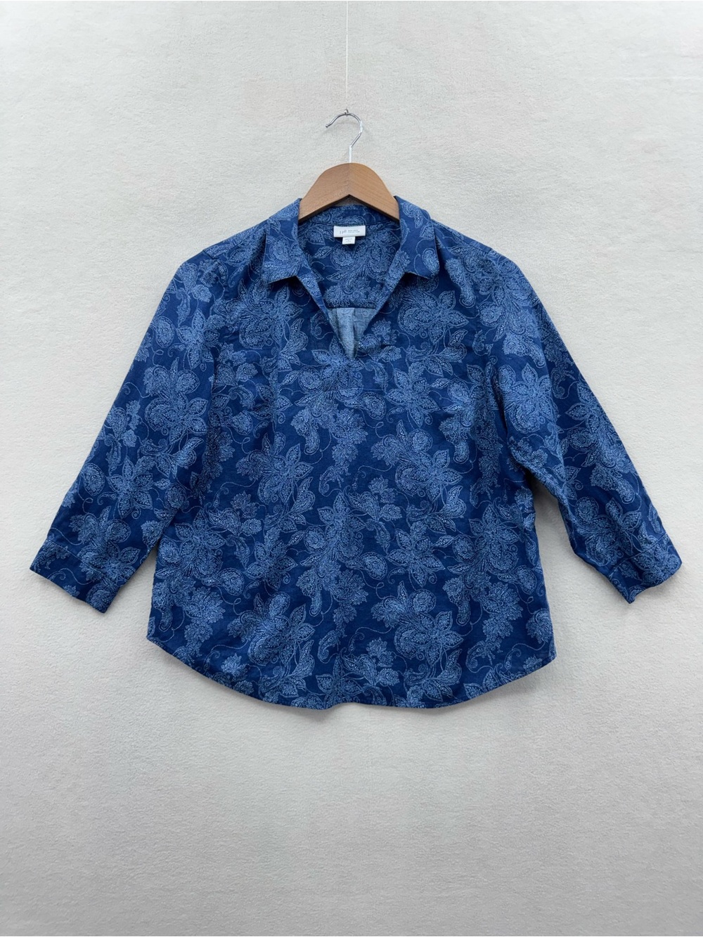 J. Jill Non Iron Collection Women’s Small Petite Tunic Top Floral 100% Linen